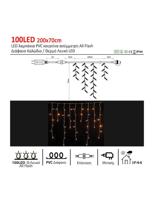 Lichterketten LED 2m. x 70cm Warmes Weiß Typ Vorhang 1Stück