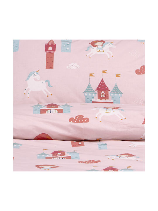 Lino Home Set Kinderbettbezug Einzel mit Kissenbezug PInk 160x240cm