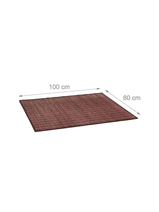Relaxdays Antiderapant Set Covorașe de Baie Lemn 10020069_450 Maro 100x80buc