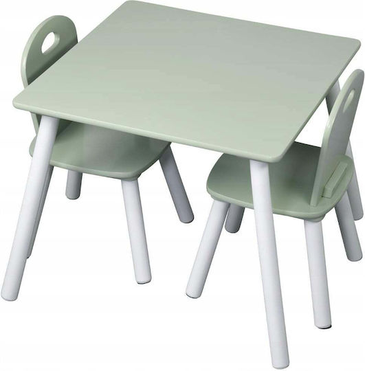 Kids Table Set with Chairs Made of White Wood Kesper