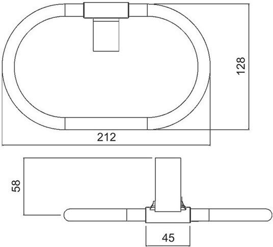 Tema Badezimmerhaken Einzel mit Schrauben 21,2x12,8cm Schwarze
