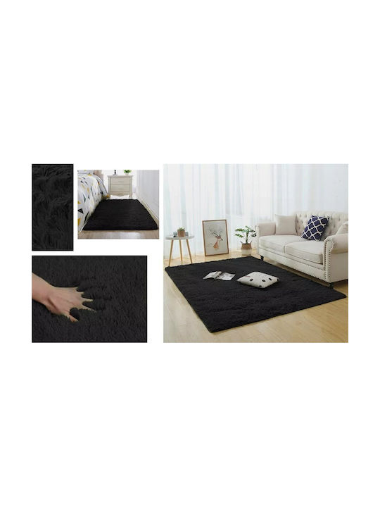Strado Carpets Covor Rectangular Shaggy Negru