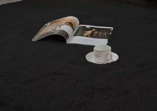 Strado Carpets Χαλί Ορθογώνιο Shaggy Μαύρο 60x90cm