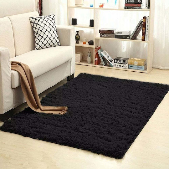 Strado Carpets Χαλί Ορθογώνιο Shaggy Μαύρο 60x90cm
