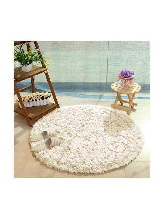 Strado Carpets Anti-slip Rug Round Shaggy Beige