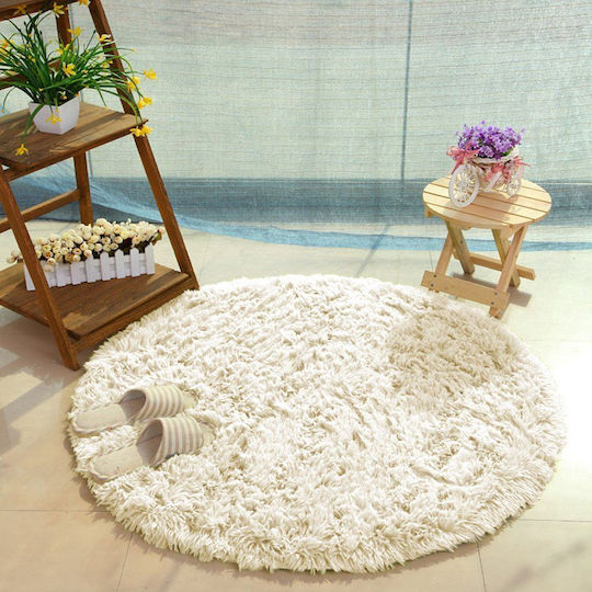 Strado Carpets Αντιολισθητικό Χαλί Στρογγυλό Shaggy Beige Φ150cm