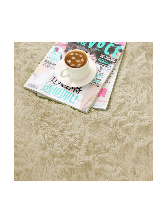 Strado Carpets Anti-slip Rug Round Shaggy Beige