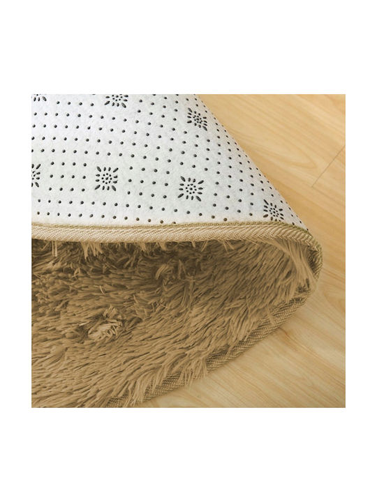 Strado Teppich Rund Zottelig Synthetisch,Polyester/Cotton/Leather Cappuccinocamel (light Brown)