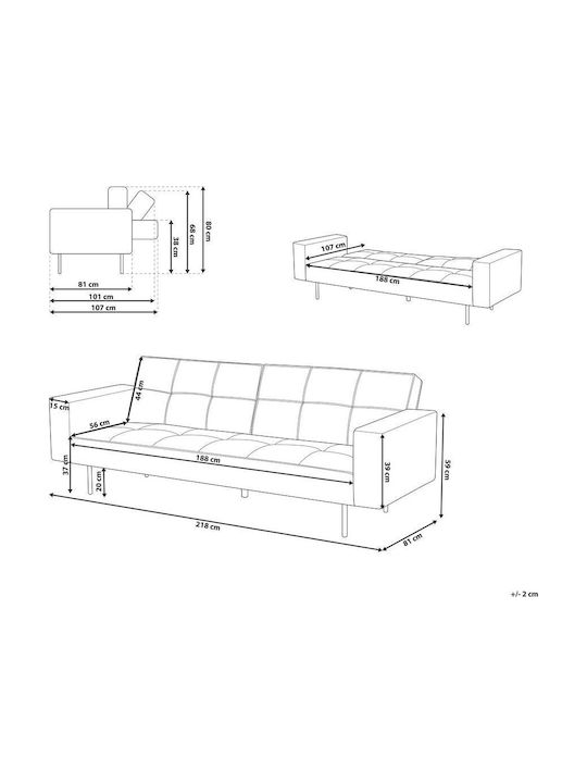 Dreisitzer Sofa Samt Marineblau 218x56x80cm