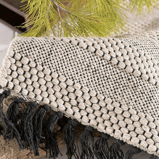 Rythmos Juno Teppich Rechteckig Baumwolle mit Fransen Beige