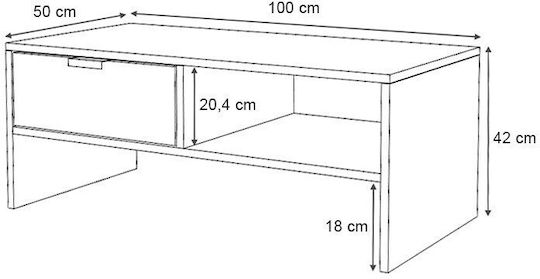 Rectangular Central Coffee Table Galaxy Wooden Gray Concrete W100xL50xH42cm
