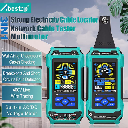 Localizator Cabluri At838 Abestop Detector Circuit Multimetru Funcție Detectare Traseu Fire Cabluri Subterane Apă Gaz Multi-tester
