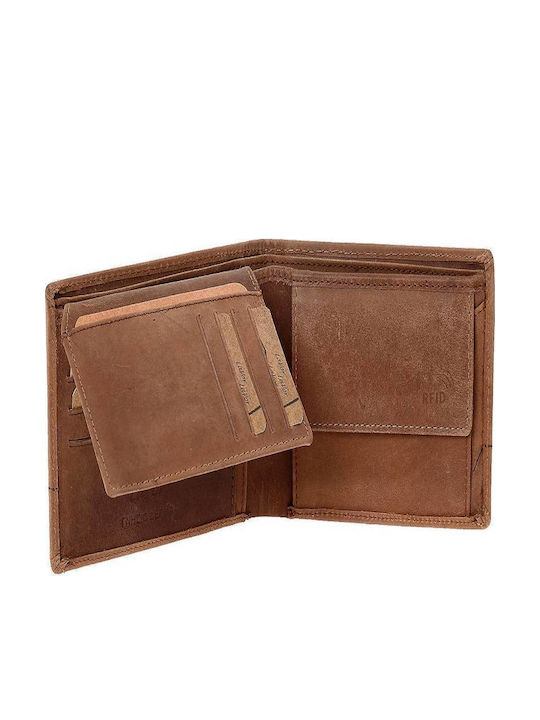 Leather Men's Wallet with RFID Tabac Brown