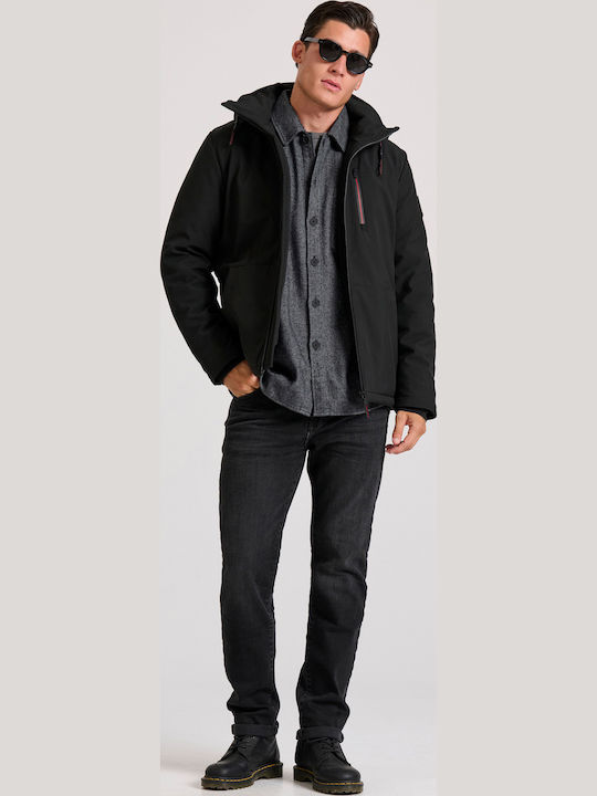 Χειμωνιάτικο Μπουφάν Softshell Αδιάβροχο και Αντιανεμικό Μαύρο