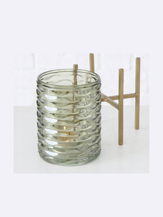Boltze Candle Holder suitable for Tealights Glass in Green Color 8x8x8cm 1pcs