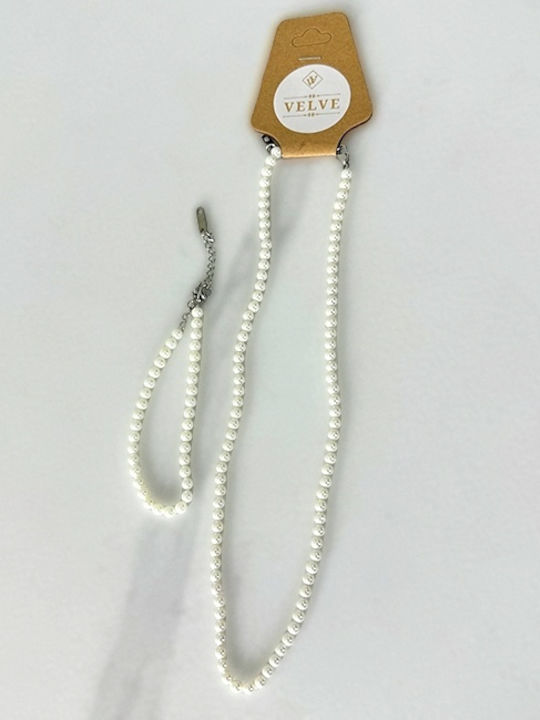 Velve Set with Necklace & Bracelet with Pearls