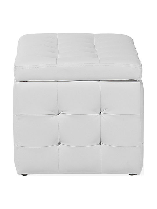 Leather Bench Stool with Storage Space White 72x42x40 cm