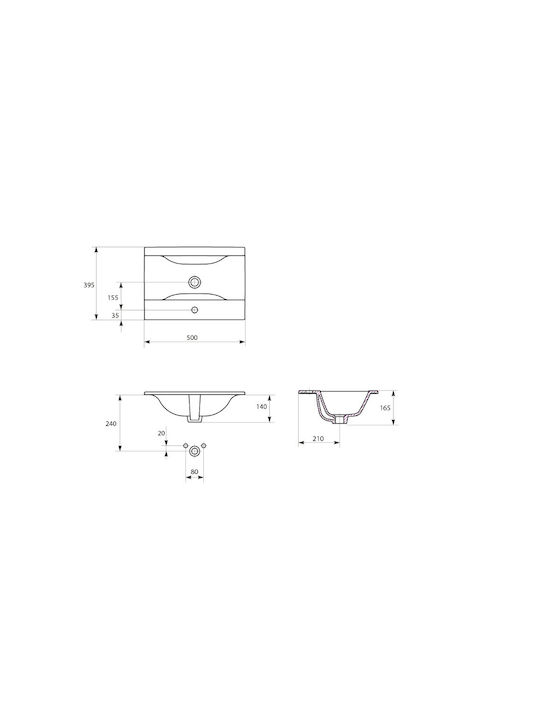 Cersanit Countertop Sink Ceramic 50x39.5cm Red