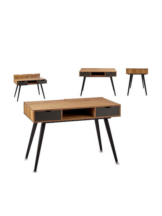 Birou Lemn Negru / Cafea cu Picioare Metalice 60x75x110cm