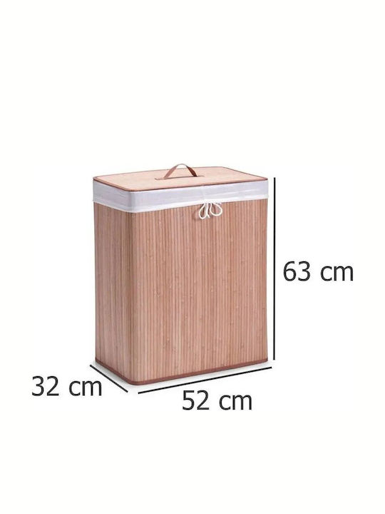 Zeller Bamboo Laundry Basket 104L with Cap 52x32x63cm Brown