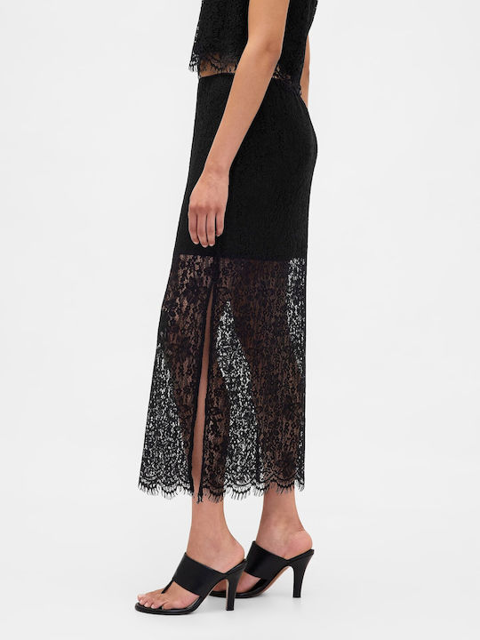 Σατέν Ψηλόμεση Maxi Φούστα True Black