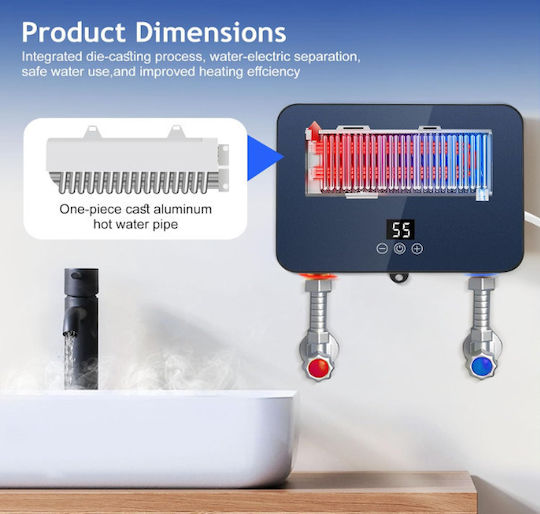 Wall Mounted Electric Single-Phase Instant Water Heater for Bathroom / Kitchen 6kW
