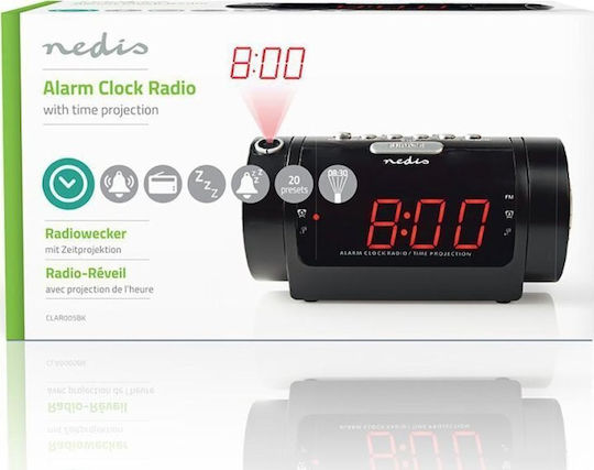 Nedis Масов Дигитален Часовник LED с Будилник и Радио Черен CLAR005BK