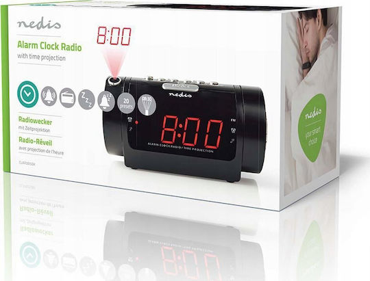 Nedis Масов Дигитален Часовник LED с Будилник и Радио Черен CLAR005BK