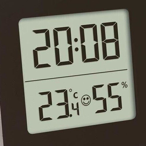 TFA Tischuhr Digital LCD Holz mit Wecker