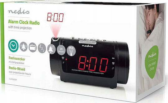 Nedis Масов Дигитален Часовник LED с Будилник и Радио Черен CLAR005BK