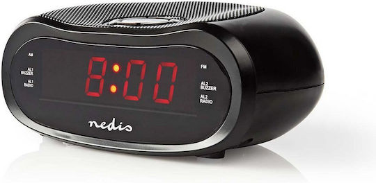 Nedis Επιτραπέζιο Ψηφιακό Ρολόι LED με Ξυπνητήρι & Ραδιόφωνο Μαύρο CLAR001BK