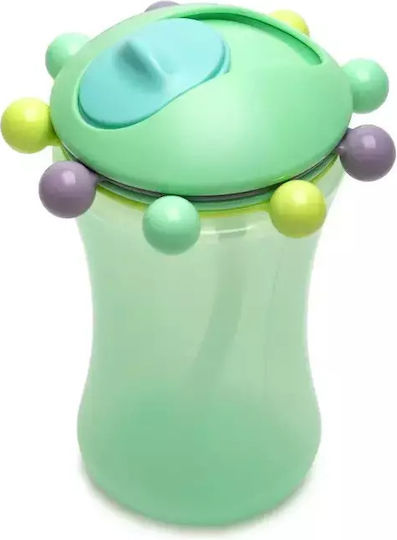 Melii Abacus Sticlă Pentru Copii Din Plastic Cu Pai Antivărsare Verde 340ml