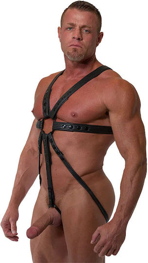 665 Leather Ανδρικό Εσώρουχο Jockstrap Μαύρο