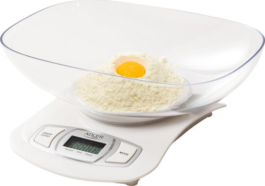 Adler Ψηφιακή Ζυγαριά Κουζίνας με Κάδο έως 5kg Λευκή