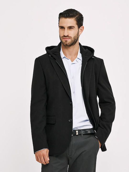 Men's Winter Suit Jacket Slim Fit Black