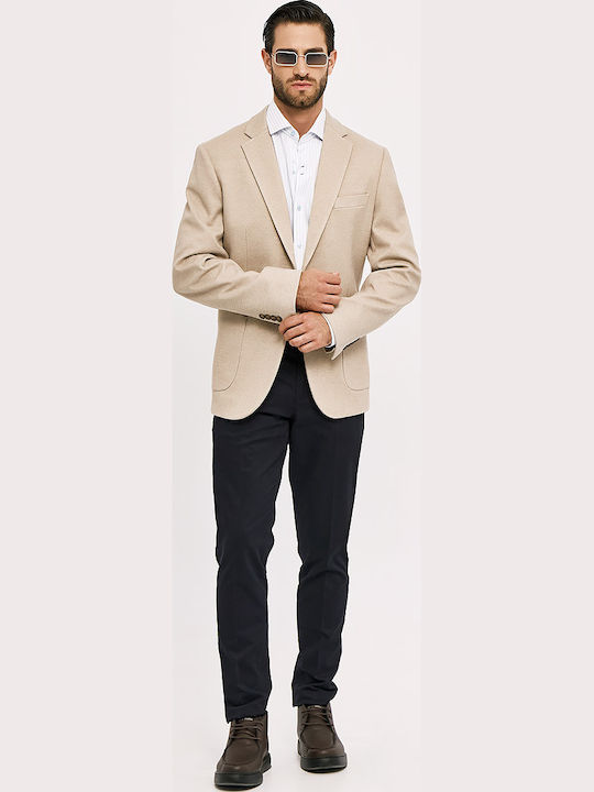 Men's Winter Suit Jacket Slim Fit Beige
