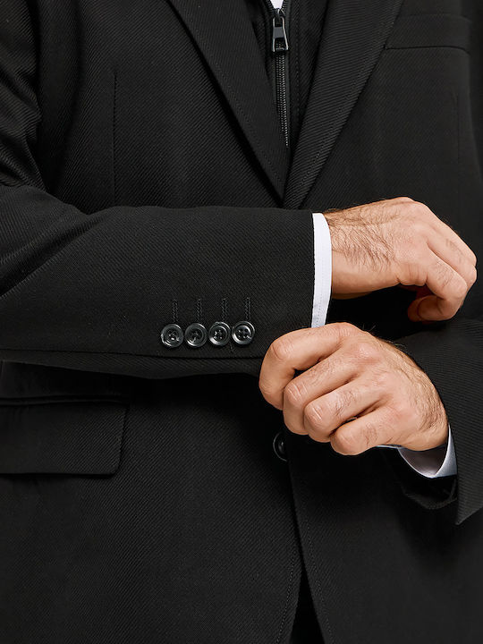 Men's Winter Suit Jacket Slim Fit Black