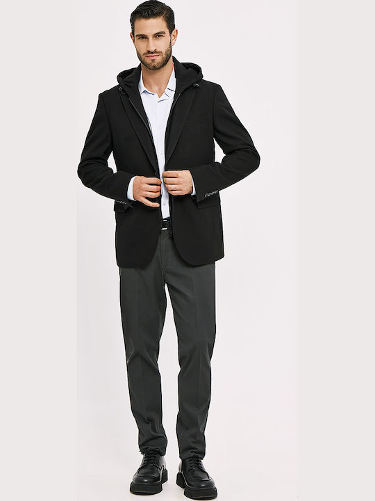 Men's Winter Suit Jacket Slim Fit Black