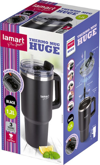 Lamart Glass Thermos Stainless Steel / Plastic 1.2lt Black