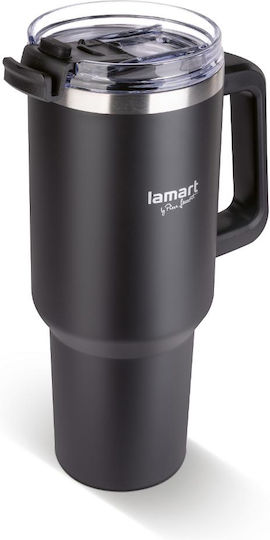 Lamart Ποτήρι Θερμός Ανοξείδωτο / Πλαστικό 900ml Μαύρο