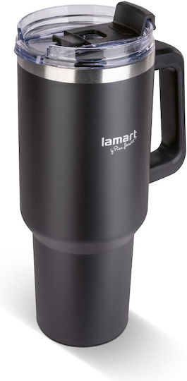 Lamart Glass Thermos Stainless Steel / Plastic 1.2lt Black