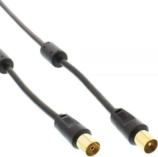 InLine Καλώδιο Κεραίας Coax male - Coax female Μαύρο 5m (69405P)