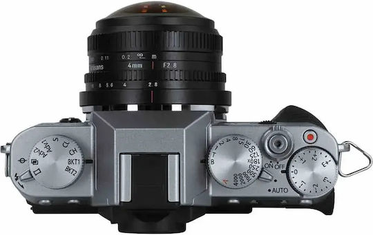 7artisans Obiectiv Foto Crop 4mm f/2.8 Circular Ochi De Pește Pentru Montaj Fujifilm X Negru