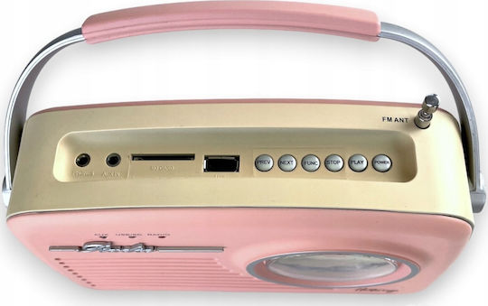 Eltra Luiza Retro Sp-11 Retro Φορητό Ραδιόφωνο Μπαταρίας με USB Ροζ