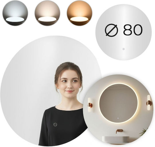 Modernhome VKM-ECO-3-80 Στρογγυλός Led Αφής από Μέταλλο 80x80cm