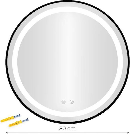 Modernhome Кръгло Банско Огледало LED Touch 80x80см