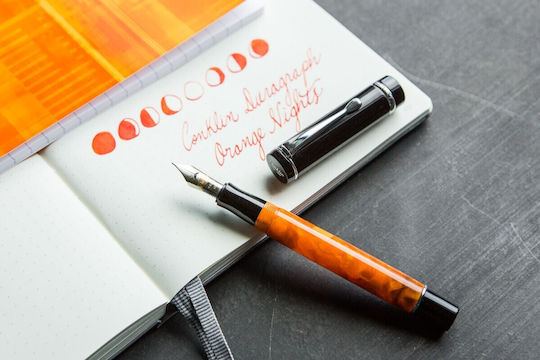Conklin Broad Fountain Pen with Orange Ink