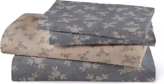 Borea Set Cearșafuri cu Elastic 160x200+40cm. Elite Albastru 4buc