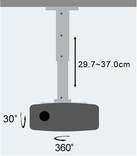 Techly Βάση Projector Οροφής ICA-PM-102 με Μέγιστο Φορτίο 15kg Ασημί