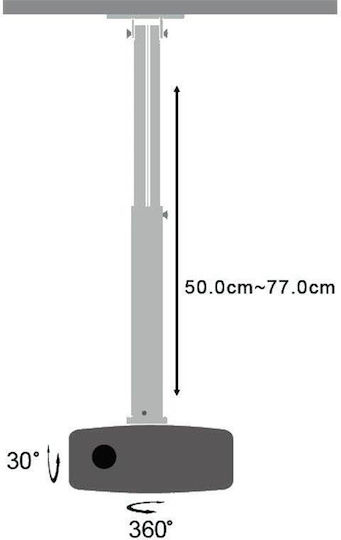 Techly Projector Mount Ceiling with Maximum Load Capacity of 15kg Silver
